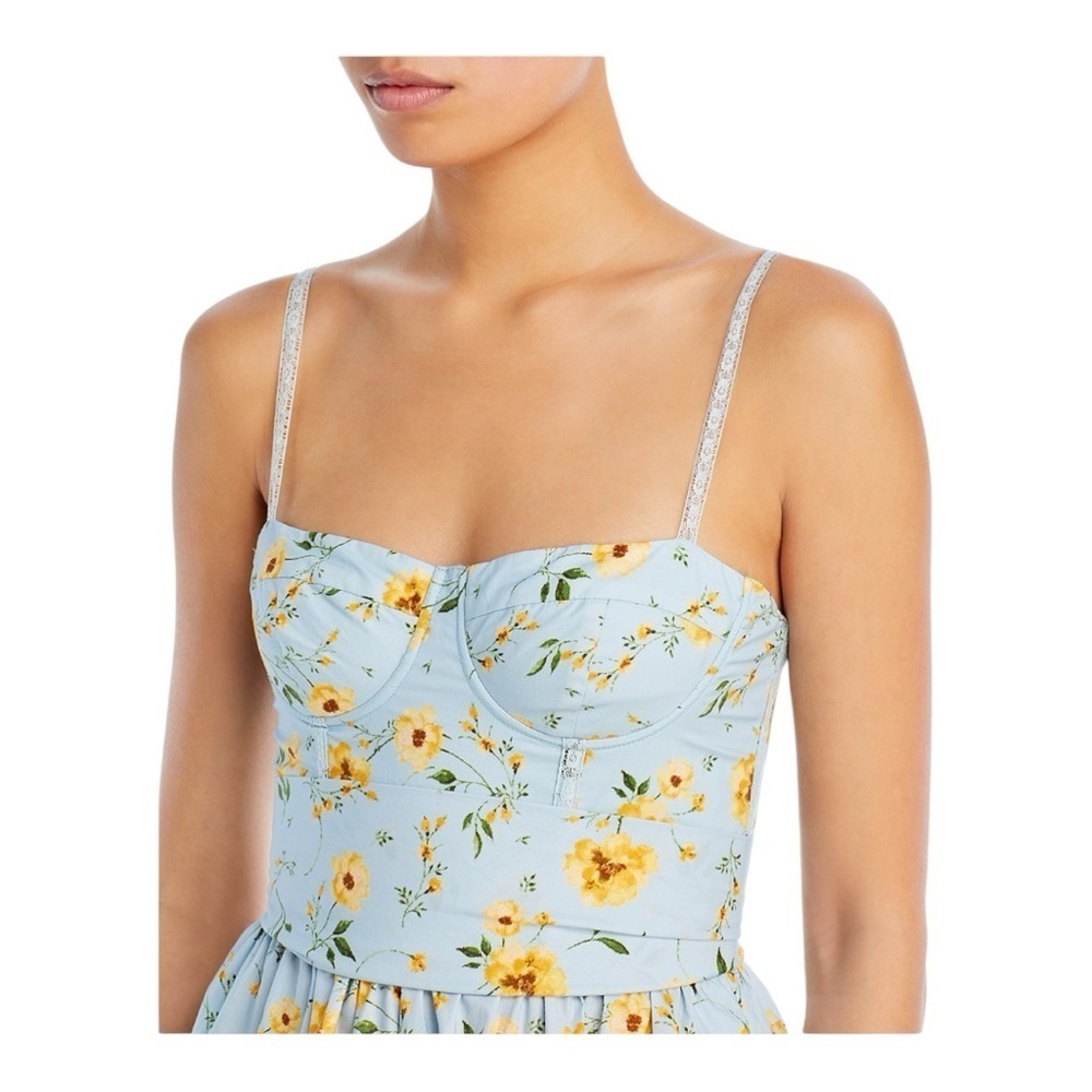 Aqua Floral Print Bustier Mini Dress - 100% Exclusive - Picture 3 of 6